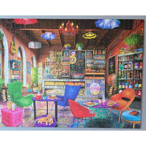 RoseArt My Happy Place Boho Coffeeshop 750 pc Lars Stewart Complete Preowned - Picture 4 of 6
